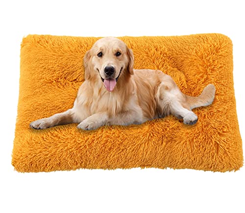 ping bu Große Hundebett-Kistenmatratze, ultraweiche, flauschige Hundematratze, rutschfest, waschbar, mittelgroß, Angstlinderung, Baumwoll-Hundekissen (XXL-110 x 75 cm, Orange) von ping bu