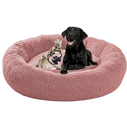 ping bu Hundebett für große Hunde, XL, Plüsch, extra groß, Kissen 110/120 cm, beruhigendes orthopädisches Hundebett, Donut für mittelgroße und kleine Hunde, Größe XL 80/100 cm, waschbar von ping bu