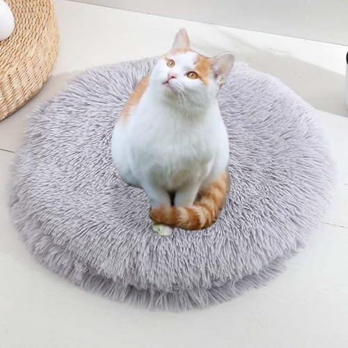 ping bu Set mit 2/3 Plüsch-Katzenbetten, beruhigende Donut-Katzenbettmatte, waschbar, weiche, wärmende, runde Matratze, Haustierbox-Betten für den Innenbereich, schlafende Katzen und Kätzchen (B, 3 von ping bu