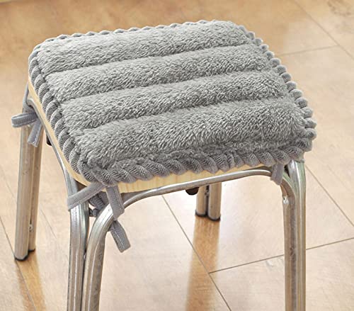 ping bu Set mit 2/4 Stuhl-/Hockerkissen mit Bändern, rutschfeste, kleine Stuhl-Sitzmatte, waschbare Stuhlauflage für Schule/Büro/Esszimmer/Zuhause (2 Stück, 30 x 30 cm, Grau A) von ping bu