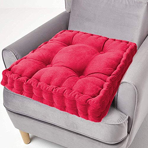 ping bu Sitzkissen, 100 % Baumwolle, 10 cm dick, groß, 50 cm, quadratisches Sitzkissen für Erwachsene, Stuhl, Sessel, Garten (40 x 40 cm, rot) von ping bu