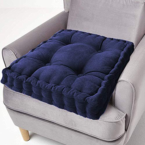 ping bu Sitzkissen, 100 % Baumwolle, 10 cm dick, groß, 50 cm, quadratisches Sitzkissen für Erwachsene, Stuhl, Sessel, Garten (45 x 45 cm, Marineblau) von ping bu
