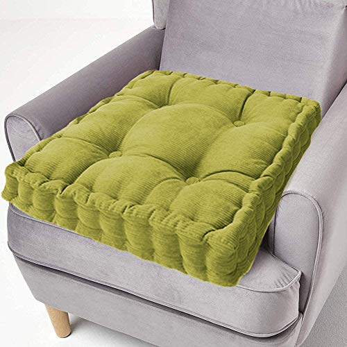 ping bu Sitzkissen, 100 % Baumwolle, 10 cm dick, groß, 50 cm, quadratisches Sitzkissen für Erwachsene, Stuhl, Sessel und Garten (50 x 50 cm, grün) von ping bu