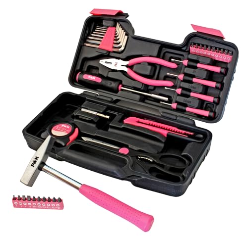 39 Teiliges Werkzeugset Werkzeugkoffer in Pink von ping-handel