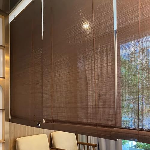 Bambusrollo Für Innen Sichtschutz Retro Rollo Bambus 50% Lichtdurchlässig Fenster Rollo Aussenbereich Garten-Sonnenschutz Jalousien,Mit Lift,Für Gärten Fenster Terrassen（40x80cm） von pingping1991