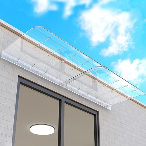 Unsichtbare Fenster Türüberdachung,Transparentes Türdach Pultbogenvordach Vordach für Eingangstür Uv-Schutz für Balkon Fenster Hauseingang Regenschutz (50x100cm/20x39in) von pingping1991