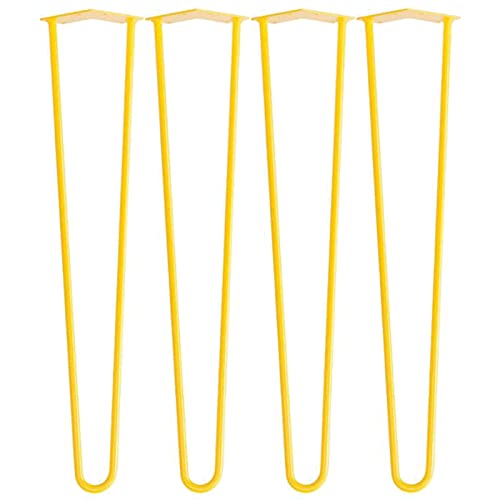 pingping1991 4er-Pack Tischbeine,2-Stange Bein Tischfüße Hairpin Tischfüße Möbelfüße Haarnadelbeine Möbelbeine Couchtisch Beine für Esstisch Couchtisch Schrank Stuhle (20cm(8in),Gelb) von pingping1991