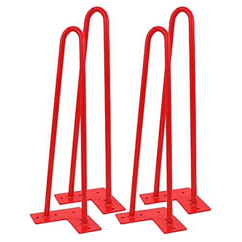 pingping1991 4er Set Haarnadelbeine,2-Stange Bein Möbelbeine Hairpin Legs Tischfüße Tischgestell Couchtisch Beine Austauschbare Tisch Schrank Beine für Schreibtisch Esstisch (15cm(6in),Rot) von pingping1991