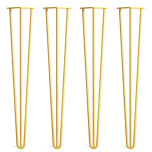 pingping1991 Gold Haarnadel Tischbeine,3-Stange Haarnadelbeine Tischfüße Hairpin Tischfüße Austauschbare Tisch Schrank Möbelbein für Esstisch Couchtisch Schrank Stuhle (45cm(18in)) von pingping1991