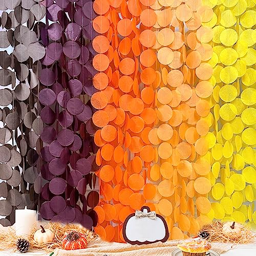 192Ft Herbst-Partydekorationen Große Kreisförmige Punkte Hintergrundgirlande Gelb Orange Burgunderrot Braun Seidenpapier Punktete für Hochzeit Erntedankfest Ernteparty-Zubehör Sagen wir Party von PinkBlume