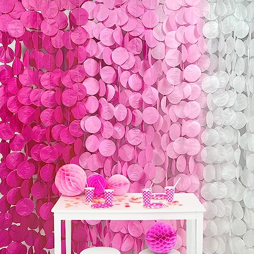 205Ft Partydekorationen in Pink Große Hintergrundgirlande Rosenrosa-Kreispunkte Seidenpapier-Vorhang-Luftschlange zum Aufhängen für Junggesellenabschied Geburtstag Brautparty Hochzeit Partyzubehör von PinkBlume