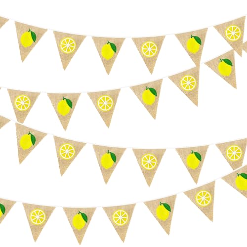 7,6 m lange Zitronen-Jute-Banner, dreieckige Flagge, Girlande, Luftschlangen, Vintage-Kamin, Wanddekoration für Sommer, Limonade, Party, Happy Lemon Day, rustikale Geburtstag, Babyparty, Brautparty, 7,6 m lange Zitronen-Jute-Banner, dreieckige Flagge, Girlande, Luftschlangen, Vintage-Kamin, Wanddekoration für Sommer, Limonade, Party, Happy Lemon Day, rustikale Geburtstag, Babyparty, Brautparty, von pinkblume