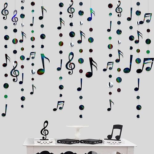 Musik Party Dekorationen Schwarz Schillernde Musiknoten Polka Dot Girlande Musiknoten Ausschnitte Streamer für Musik Konzert 50er Jahre Thema Geburtstag Hochzeit Bachelorette Baby Shower Hen Party von pinkblume