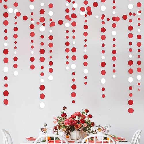 Rote Party-Dekorationen, gepunktet, Girlanden, rot und weiß, zum Aufhängen, Papier, Kreis, Punkte, Luftschlangen für Valentinstag, Jahrestag, Geburtstag, Abschlussfeier, Hochzeit, Weihnachten, Urlaub, Rote Party-Dekorationen, gepunktet, Girlanden, rot und weiß, zum Aufhängen, Papier, Kreis, Punkte, Luftschlangen für Valentinstag, Jahrestag, Geburtstag, Abschlussfeier, Hochzeit, Weihnachten, Urlaub, von pinkblume