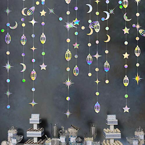 Schillernde Ramadan-Dekorationen zum Aufhängen, Regenbogen-Stern, Mond, Kreis, Punkt, Halbmond-Lampe, Girlande, Luftschlangen, Hintergrundbanner, Dekorationen für Happy Ramadan, Islam, muslimische Schillernde Ramadan-Dekorationen zum Aufhängen, Regenbogen-Stern, Mond, Kreis, Punkt, Halbmond-Lampe, Girlande, Luftschlangen, Hintergrundbanner, Dekorationen für Happy Ramadan, Islam, muslimische von pinkblume