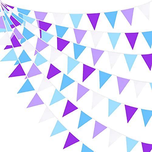 Wimpelkette aus Stoff, Dreiecksflagge, Girlande für Winter, Eiskönigin Party, Hochzeit, Geburtstag, Jahrestag, Zuhause, Kinderzimmer, Outdoor, Garten, hängende Festivals Dekoration (36 Stück) von pinkblume