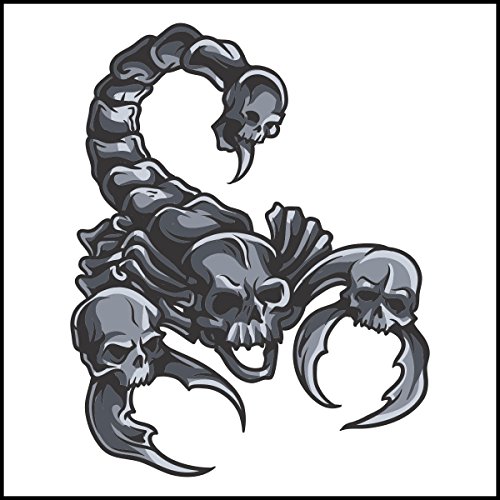 Fliesenaufkleber Fliesentattoos für Bad & Küche - Küchenfliesen für weiße einzelne Fließen empfohlen 18x18 cm - Skorpion - schwarzer Totenkopf Skorpion von pinkelephant