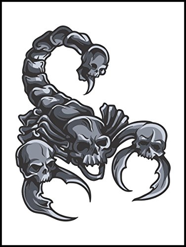 Fliesenaufkleber Fliesentattoos für Bad & Küche - Küchenfliesen für weiße einzelne Fließen empfohlen 20x25 cm - Skorpion - schwarzer Totenkopf Skorpion von pinkelephant
