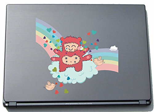 Laptopaufkleber Laptopskin clm023 - Lustige kleine Monster - Engel mit Vogel - 150 x 162 mm Aufkleber von INDIGOS UG