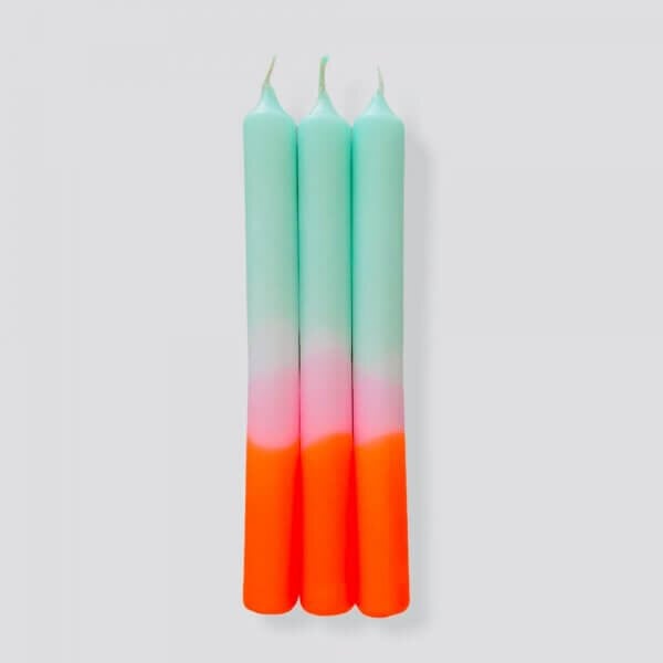 pinkstories Dip Dye Neon Stabkerzen im 3er Set - 210 x 21 mm von pinkstories