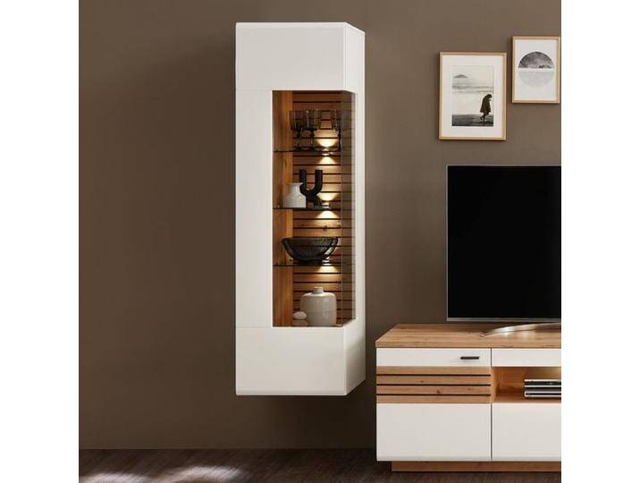 Wohnconcept Fresno Hängevitrine mit Beleuchtung 49x40x167cm Weiß von piolo