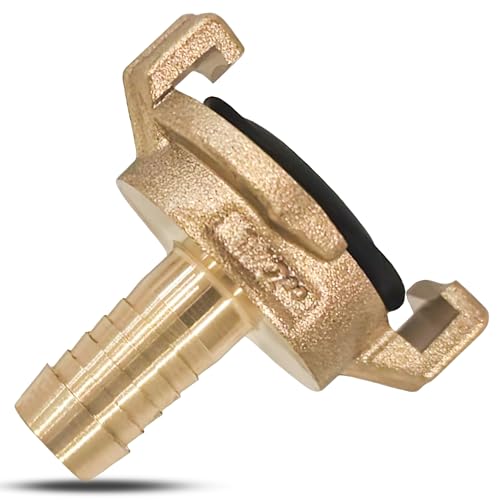 PipeSan Schnellkupplung Geka System 1/2" Messing – Schlauchkupplung mit Tülle und Rippenprofil – Bajonettverschluss für Gartenschlauch – Kompatibel mit GK und Gardena Plus – Trinkwassergeeignet von pipesan