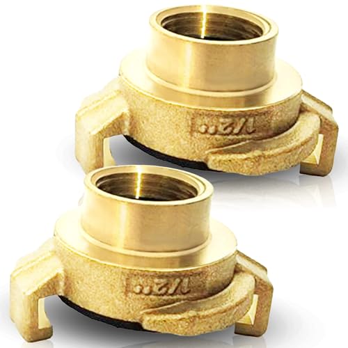 PipeSan Schnellkupplung 1/2 Zoll – 2er Set Messing – Geka Steckkupplung mit Innengewinde – kompatibel mit Gardena – für Trinkwasser, 10 bar, 120 °C – Schlauchverbinder | Bajonett-System von pipesan