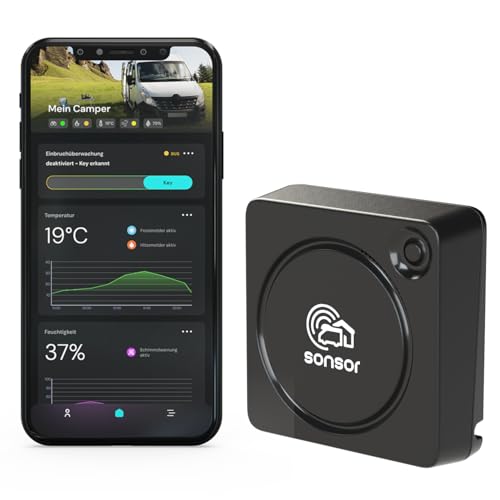 sonsor - stationäre Alarmanlage für Ferienhäuser, Wohnungen, Garagen oder Gärten mit WLAN inkl. kostenloser sonsor App. (schwarz) von pironex