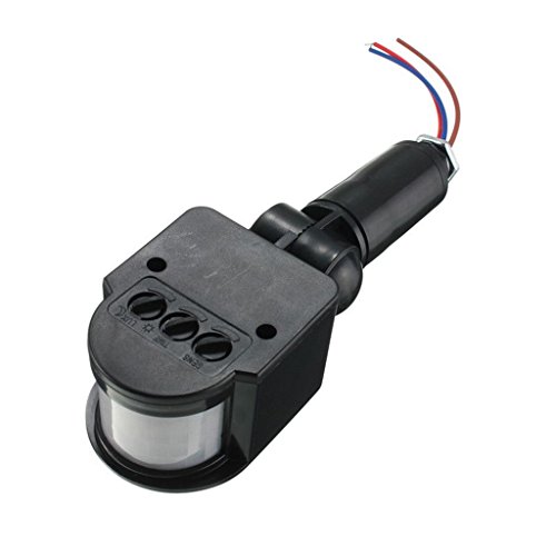 12 m PIR-Infrarot-Bewegungsmelder, Wand-LED-Licht, für den Außenbereich, RF DC12 V, Schwarz von pistro