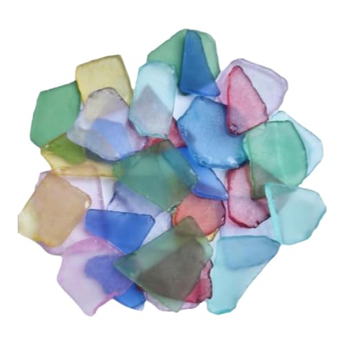 500g Strandglas Steine für Basteln Kinder Erwachsene, Mattes Klares Meer Glas, Gemischte Farben Glassteine Charms für Schmuckherstellung, Hochzeitsdekoration, DIY Handwerk, 1-4 cm- 1-3 cm Stil D von pistro
