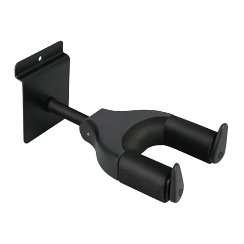 Auto Lock Gitarren-Wandhalterung mit weicher Polsterung, robuste Eisen-Basishalterung für akustische, elektrische Bass, Ukulele, Mandoline, platzsparende Instrumenten-Display-Haken (1 Stück) von pistro