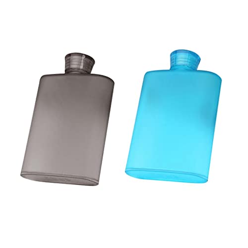 Flachmann aus Kunststoff, für Schnaps, Alkohol, Trinkgeschirr, Blau, 340 ml, 2 Stück von pistro