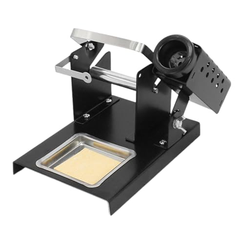 Lötkolbenhalterständer mit Lötdrahtvorschub und Reinigungsschwamm, verstellbarer Eisenbasis-Ständer für Elektriker, Schweißer, Bastler (15,6x11,2x11 cm) von pistro