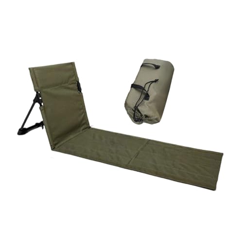 Strand-Klappstuhl mit Rückenlehne, Faltbarer Bodenstuhl Tribünenkissen, Tragbare Strandliege Campingstuhl für Picknick Garten Wandern, Grün 38x68x40- Dunkelgrün 108 X 40,5 X 41 cm von pistro