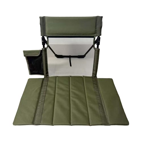 Strand-Klappstuhl mit Rückenlehne, Faltbarer Bodenstuhl Tribünenkissen, Tragbare Strandliege Campingstuhl für Picknick Garten Wandern, Grün 38x68x40- Grünmesh von pistro