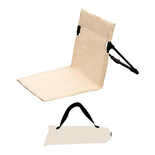 Strand-Klappstuhl mit Rückenlehne, Faltbarer Bodenstuhl Tribünenkissen, Tragbare Strandliege Campingstuhl für Picknick Garten Wandern, Grün 38x68x40- Khaki 38 X 68 X 40 cm von pistro