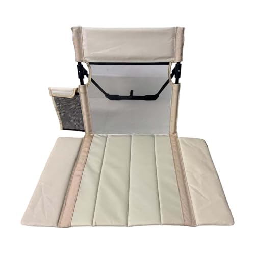 Strand-Klappstuhl mit Rückenlehne, Faltbarer Bodenstuhl Tribünenkissen, Tragbare Strandliege Campingstuhl für Picknick Garten Wandern, Grün 38x68x40- Milchigweiß von pistro
