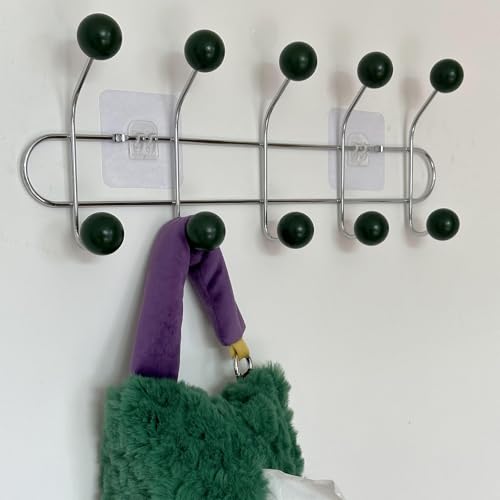 Piuytrew Kleiderhaken Holzkugel Wandgarderobe Metall Mit 10 Bunten Haken Garderobe Mehrere Farben Zur Auswahl,1 von piuytrew