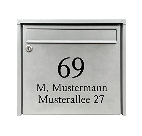 Hausnummer Familie Name Nachname Straßenname selbstklebend Folie Aufkleber für Briefkasten Haustür Glasdekor Namensschild Schwarz Weiß 14 Farben personalisierbar von pixlfactory