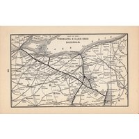 1901 Antike Wheeling Und Lake Erie Eisenbahn Karte Vintage System Wand Kunst Geburtstag Geschenk Für Papa 1439 von plaindealing