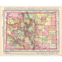 1907 Antike Colorado State Karte Rand Mcnally Atlas Von Colorado Galerie Wand Kunst Dekor Jahrestag Geschenk Für Geburtstag Hochzeit 2019 von plaindealing