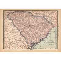 1915 Antike South Carolina State Karte Vintage Atlas Galerie Wanddekoration Jahrestag Geschenk Für Hochzeit Geburtstag Haw 2176 von plaindealing