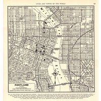 1942 Portland Oregon Straßen Karte Stadtplan Portland Schwarz Weiß Wanddeko Hochzeitsgeschenk Zum Geburtstag Jahrestag 1857 von plaindealing