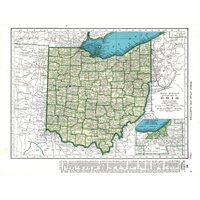 1945 Vintage Ohio State Map Atlas Karte Von Ohio Galerie-Wand-Dekor Housewarming Geschenk Für Hochzeit Geburtstag Jahrestag Lehrer 2197 von plaindealing