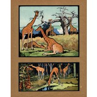 Antik Giraffe Print Wand Kunst Dekor Edwin Noble Art Illustration Gallery Wall Home Decor Wild Animal Afrika 3667Q von plaindealing