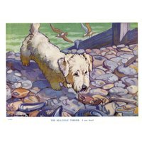 C1950 Vintage Sealyham Terrier Druck Ken Hrow On The Beach Kunst Illustration Hundedekor Geschenk Für Geburtstagsfreund 8050H von plaindealing