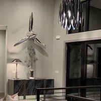 74" Silver Dragon 3-Blatt Spiegel Poliertes Modernes Chrom Metall Luftfahrt Kunst Industrieflugzeug Propeller Wanddisplay + Spinner Halterung von planepieces