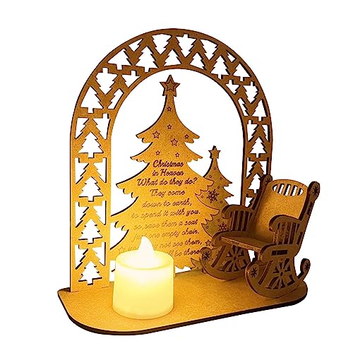 Christmas in Heaven Kerzenstuhl - Memorial Schaukelstuhl und Kerzen Ornamente | Weihnachtskerzenornament zur Erinnerung | Weihnachten Holz Erinnerung Ornamente Tischdekorationen | für Schreibtische von planning