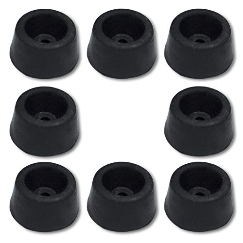 8 Gummi-Türstopper zum Anschrauben, Gummistopper, Gummipuffer // Außen-Ø: 27 mm - Höhe: 16 mm (Schwarz) von plasteo