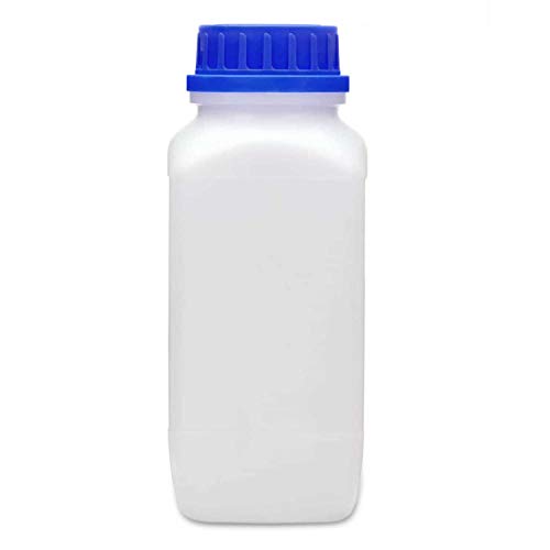 plasteo® 1x 1000 ml Weithalsflasche mit Schraubverschluss | Laborflasche Chemikalienflasche | lebensmittelecht mit Gefahrgutzulassung | absolut dicht spülmaschinengeeignet BPA-frei Plastikflasche von plasteo